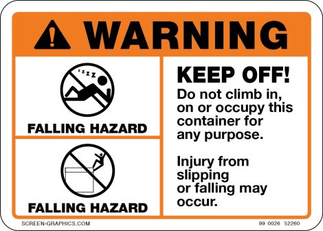 Caution Falling Hazard ANSI