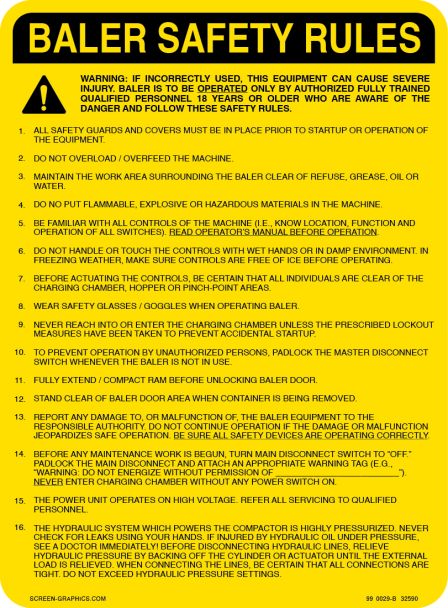 Baler Safety Rules 