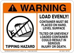 ANSI Warning Load Evenly Container Must Be Placed on Hard Level Surface 