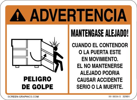 Warning Striking Hazard (Spanish)