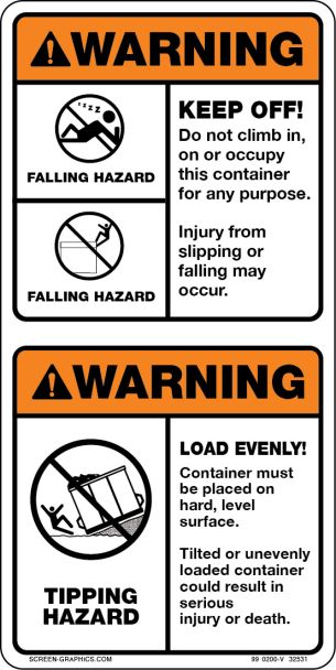 Vertical Dual Caution, Falling & Tipping Hazard