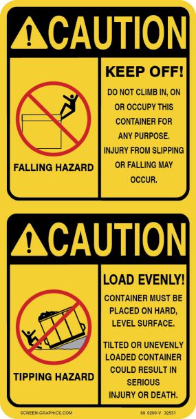 Vertical Dual Caution, Falling & Tipping Hazard