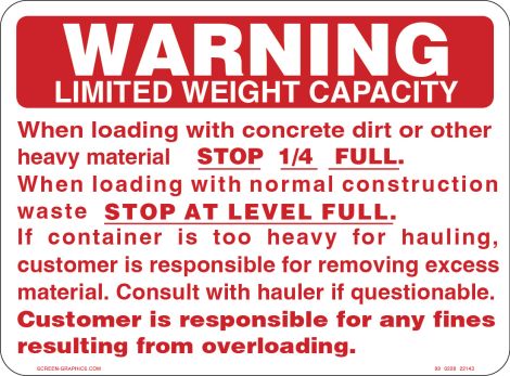 Warning Limited Weight Capacity, 1/4 Full
