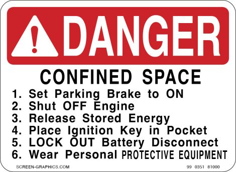 Danger Confined Space with 6 Specifications 