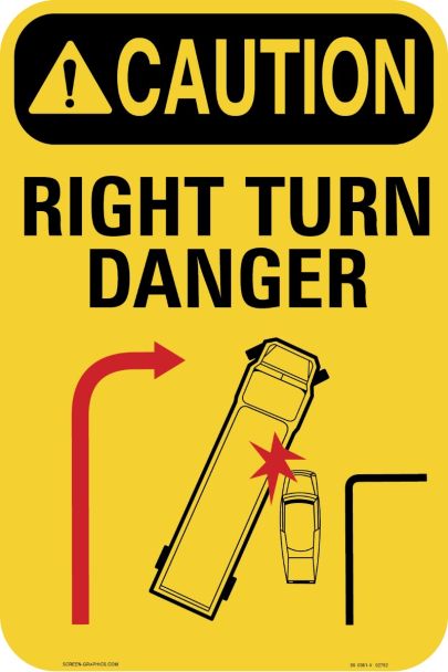 Caution Right Turn Danger Vertical 