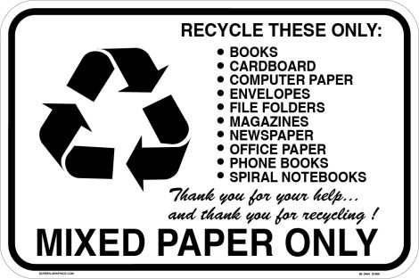Recycle Mixed Paper Only Graphic 