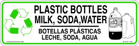 Recycling Graphic Bottles, Milk, Soda, Water (English & Spanish)