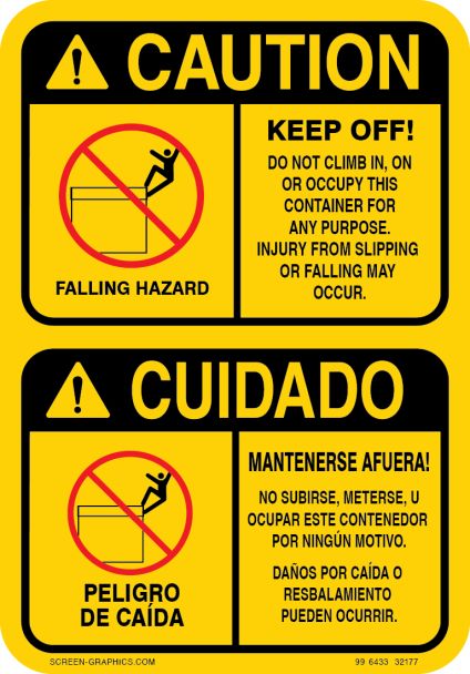 Caution Falling Hazard (English & Spanish)