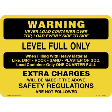 Warning Level Full Only Regulations Specified, Extra Charges May Apply is Safety Regulations are Not Followed 