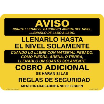 Warning Level Full Only Regulations Specified, Extra Charges May Apply is Safety Regulations are Not Followed (Spanish)