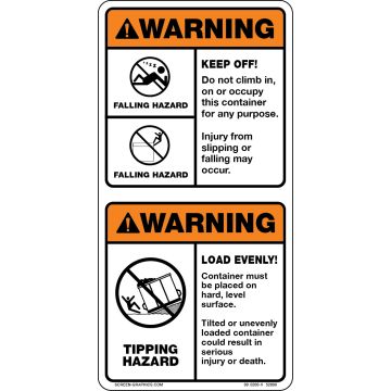 Vertical Dual Warning, Falling & Tipping Hazard