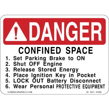 Danger Confined Space with 6 Specifications 