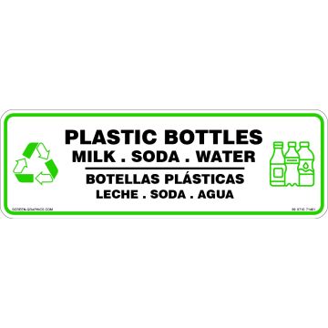 Recycling Graphic Bottles, Milk, Soda, Water (English & Spanish)